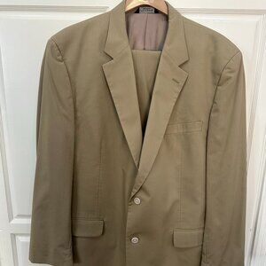 Jos. A. Bank Mens Tan Brown Suit Jacket & Pant 2 Piece Set Size 48 Long/44 Waist